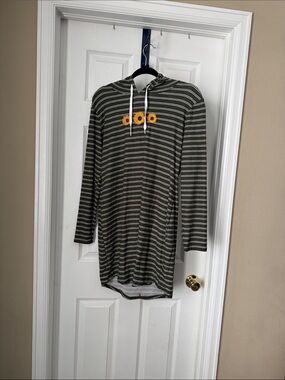 Vine and Valley Olive Striped Hoodie with Sunflower Detail